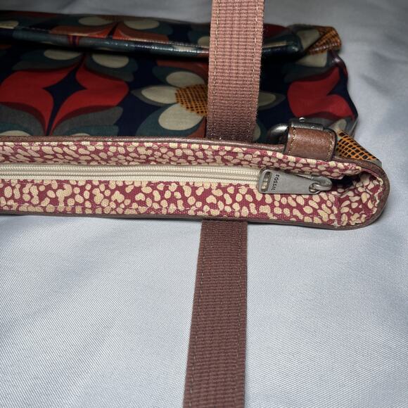 Fossil Key Per Coated Canvas Floral Satchel Hand Shoulder Bag Purse 11" x 13" - Picture 5 of 7